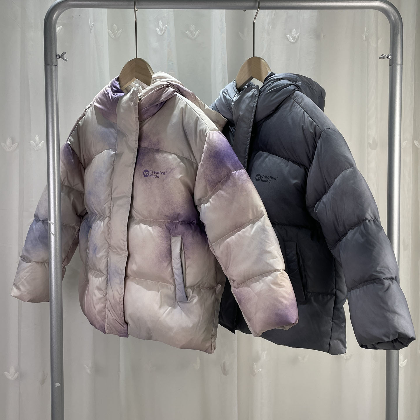 牛DD品牌折扣童装中大童男女童扎染羽绒服青少年儿童连帽鸭绒外套