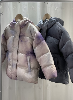 牛DD品牌折扣童装中大童男女童扎染羽绒服青少年儿童连帽鸭绒外套