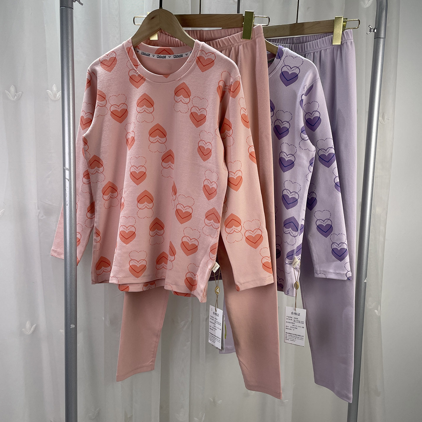 165-180 女大童亲肤棉盒装内衣套装儿童爱心秋衣秋裤两件套少女装