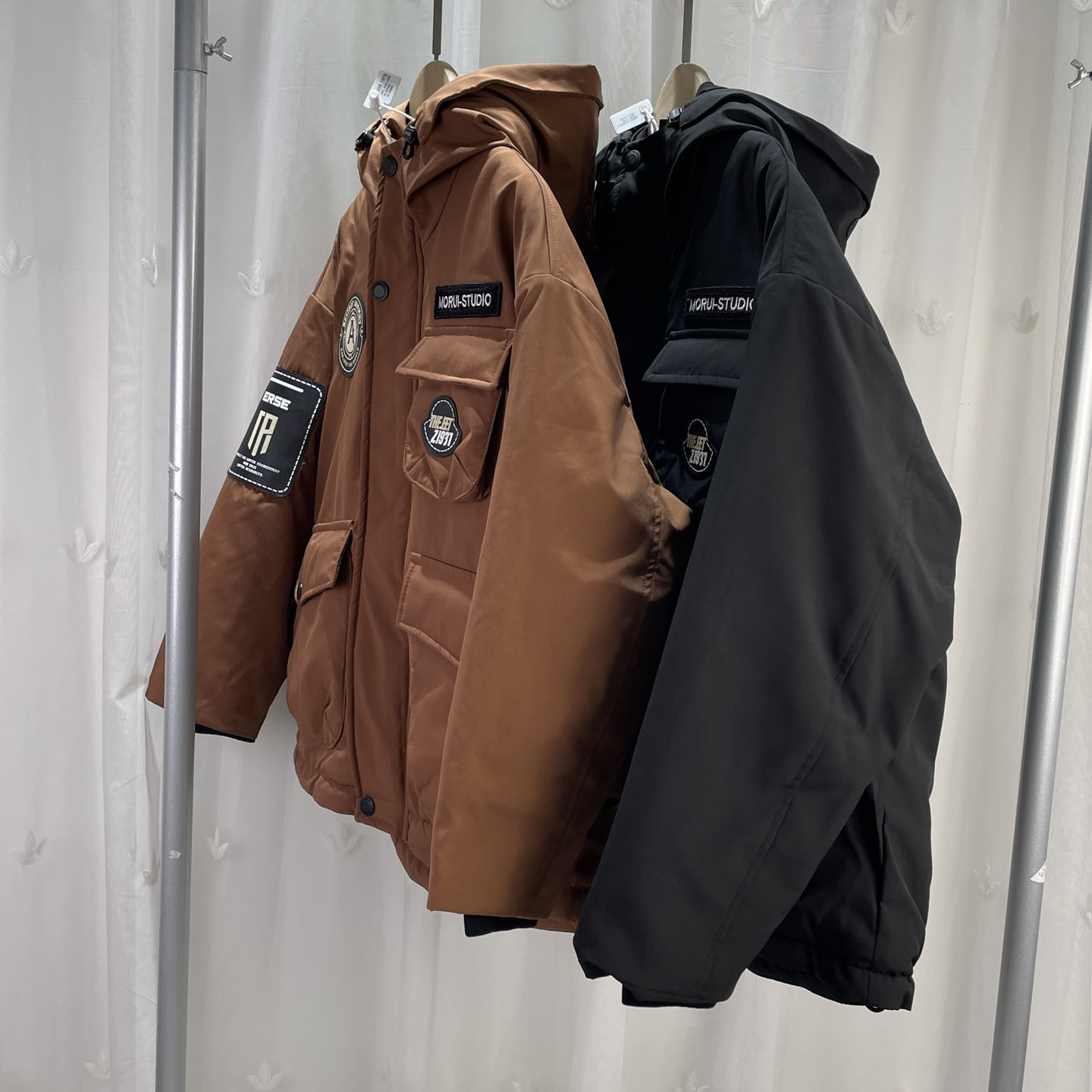 百品牌折扣童装大童男童加绒夹棉外套青少年中学生连帽工装风棉服