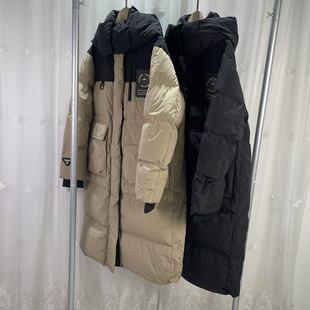 女装  摩系列 品牌折扣女士过膝长款连帽羽绒服 冬季鸭绒保暖外套