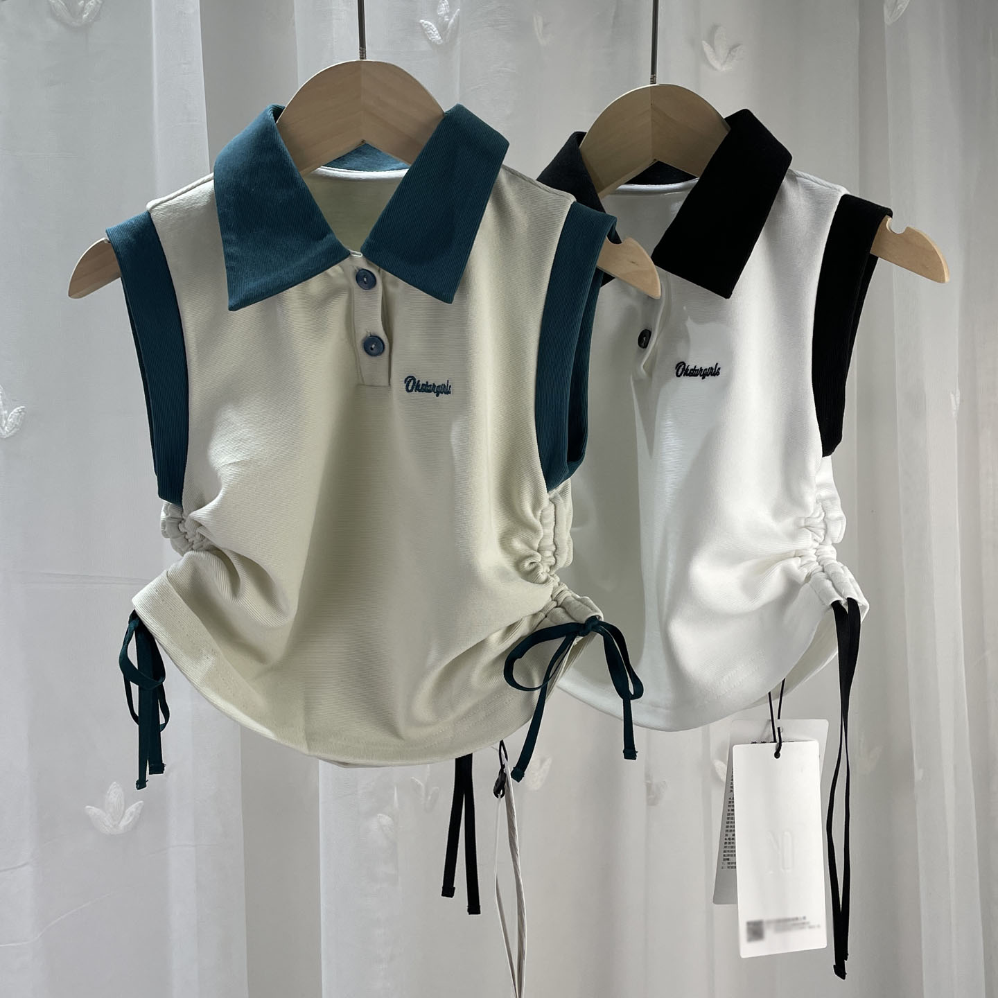 欧KX品牌撤柜童装中大童女童无袖上衣儿童夏季短款POLO衫 辣妹装