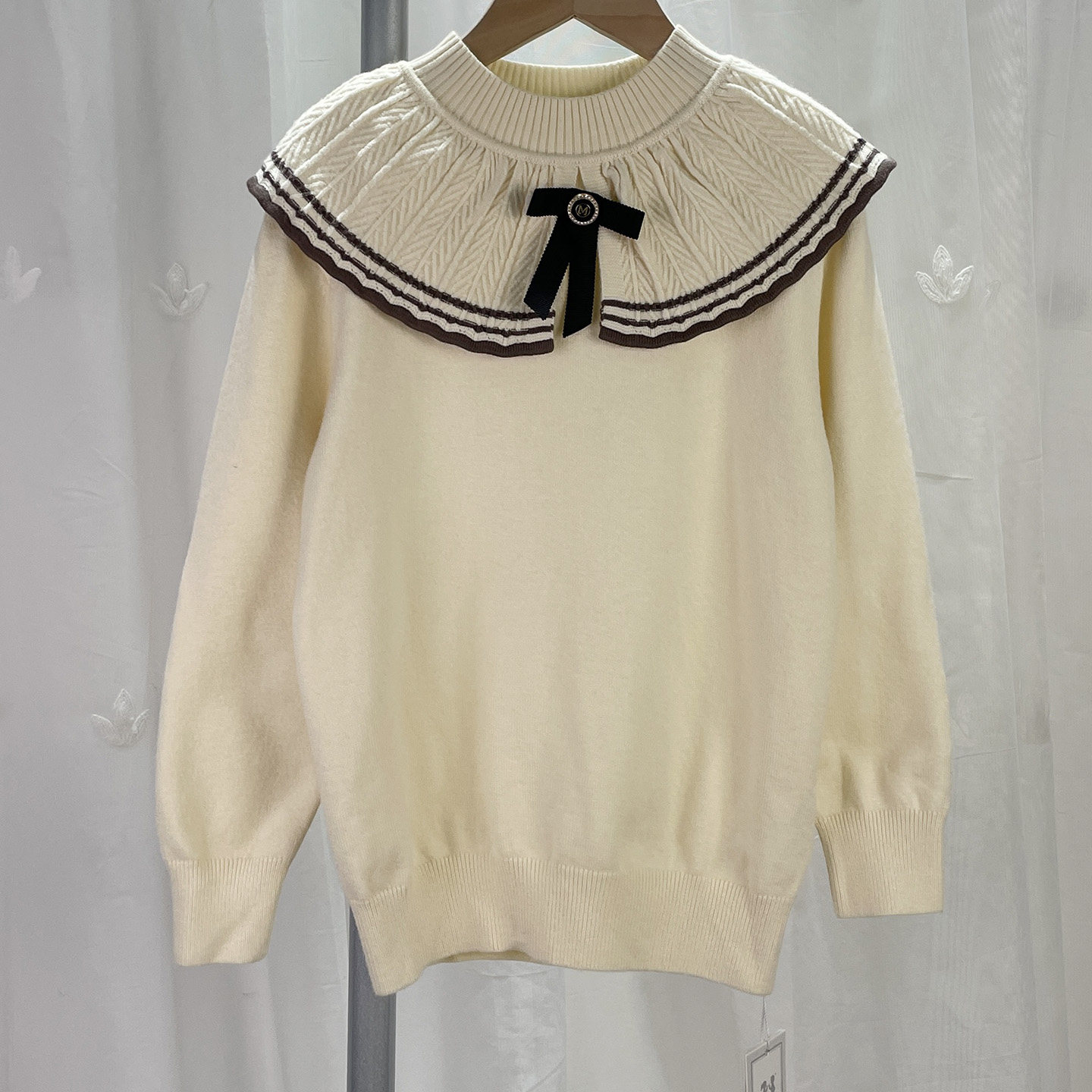 朋 品牌折扣童装中小童女童大翻领毛衣儿童秋冬甜美蝴蝶结线衫,童装/婴儿装/亲子装,毛衣/针织衫,淘宝优惠券,粉丝福利购,淘宝优惠卷