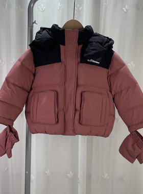 N 高端品牌撤柜童装中大童女童拼色连帽羽绒服儿童冬季鸭绒外套
