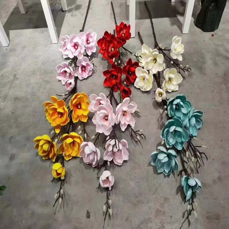 新中式仿真玉兰花落地假花装饰花