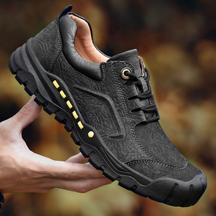 男皮鞋 防水防滑户外休闲鞋 子软面脚肥宽脚掌男鞋 真皮 头层牛皮男式