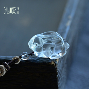 天然白水晶兔子十二生肖吊坠项链本命年属猪羊兔狗猴鸡蛇马虎挂件
