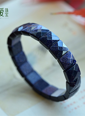 星空蓝砂石手串刻面手牌少女款