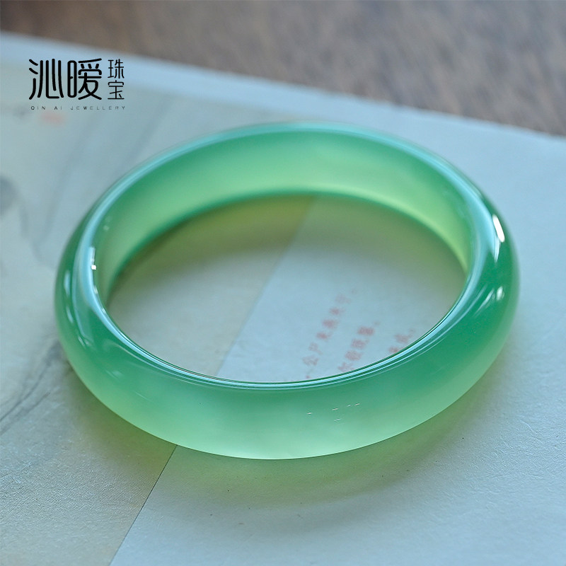 绿玉髓手镯葡萄绿玛瑙镯子青奶提青色玉镯细款绿水晶手镯女生饰品