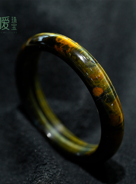 天然虎眼石手镯木变石星空蓝黄彼得石无优化虎睛石镯原矿水晶饰品