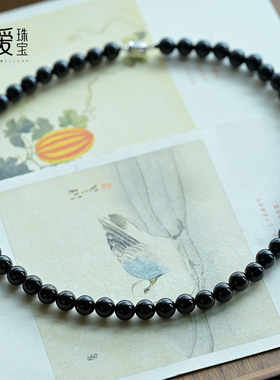 oozedim/沁暧正品黑玛瑙项链天然