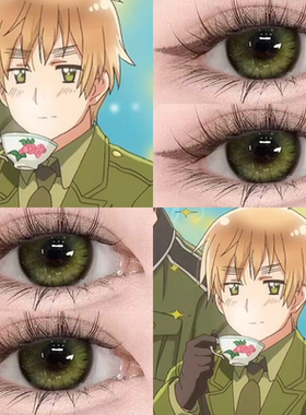 亚瑟柯克兰cos美瞳aph英草绿色显色混血年抛大小直径黑塔利亚男HN