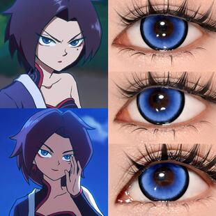 梅花十一cos美瞳蓝色刺客伍六七大直径美瞳女显色漫展隐形眼镜JA