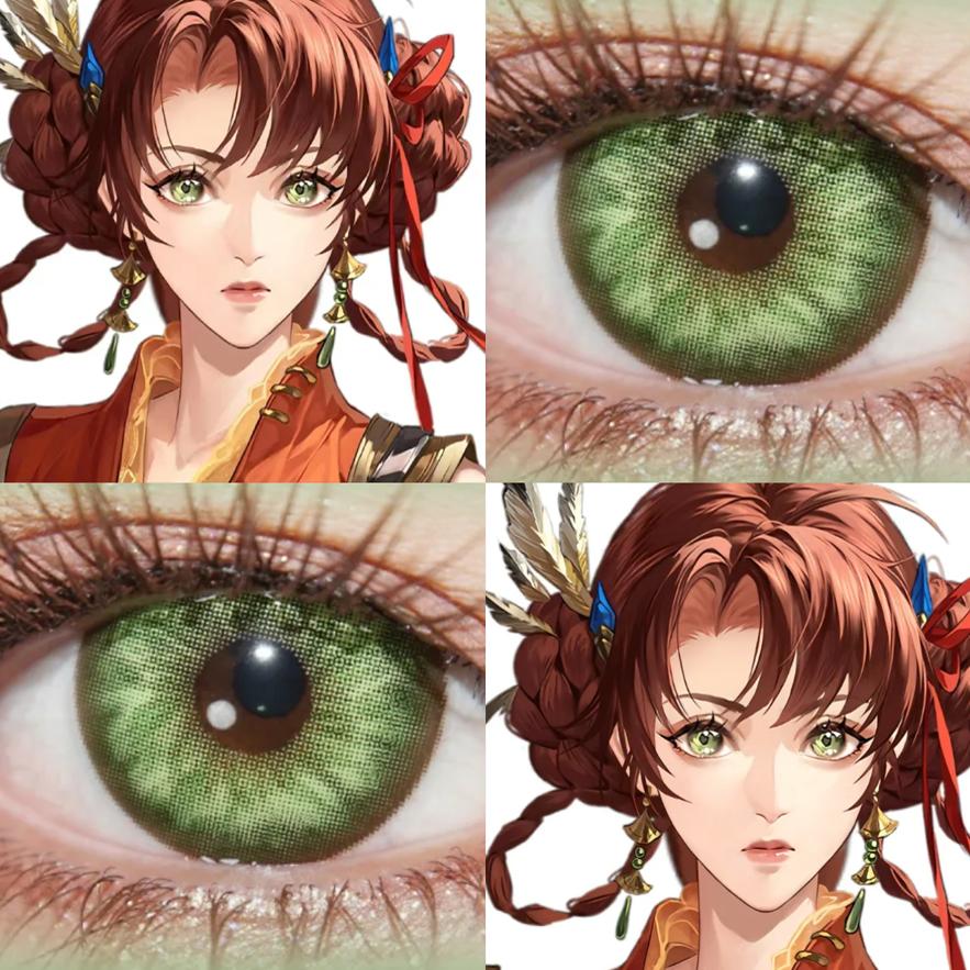 代号鸢孙尚香cos美瞳绿色二次元半年抛大直径显色彩色隐形眼镜ZQ