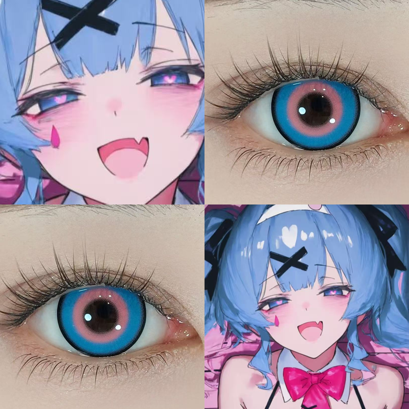 兔子洞cos美瞳粉蓝圈显色高光月球蓝少女漫泪光蓝晴山蓝正品hn