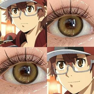 工作细胞BLACKcos美瞳红血球棕色显色大直径混血彩色隐形眼镜JA