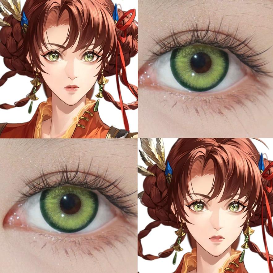 代号鸢孙尚香cos美瞳绿色半年抛大小直径漫展混血显色隐形眼镜ZQ