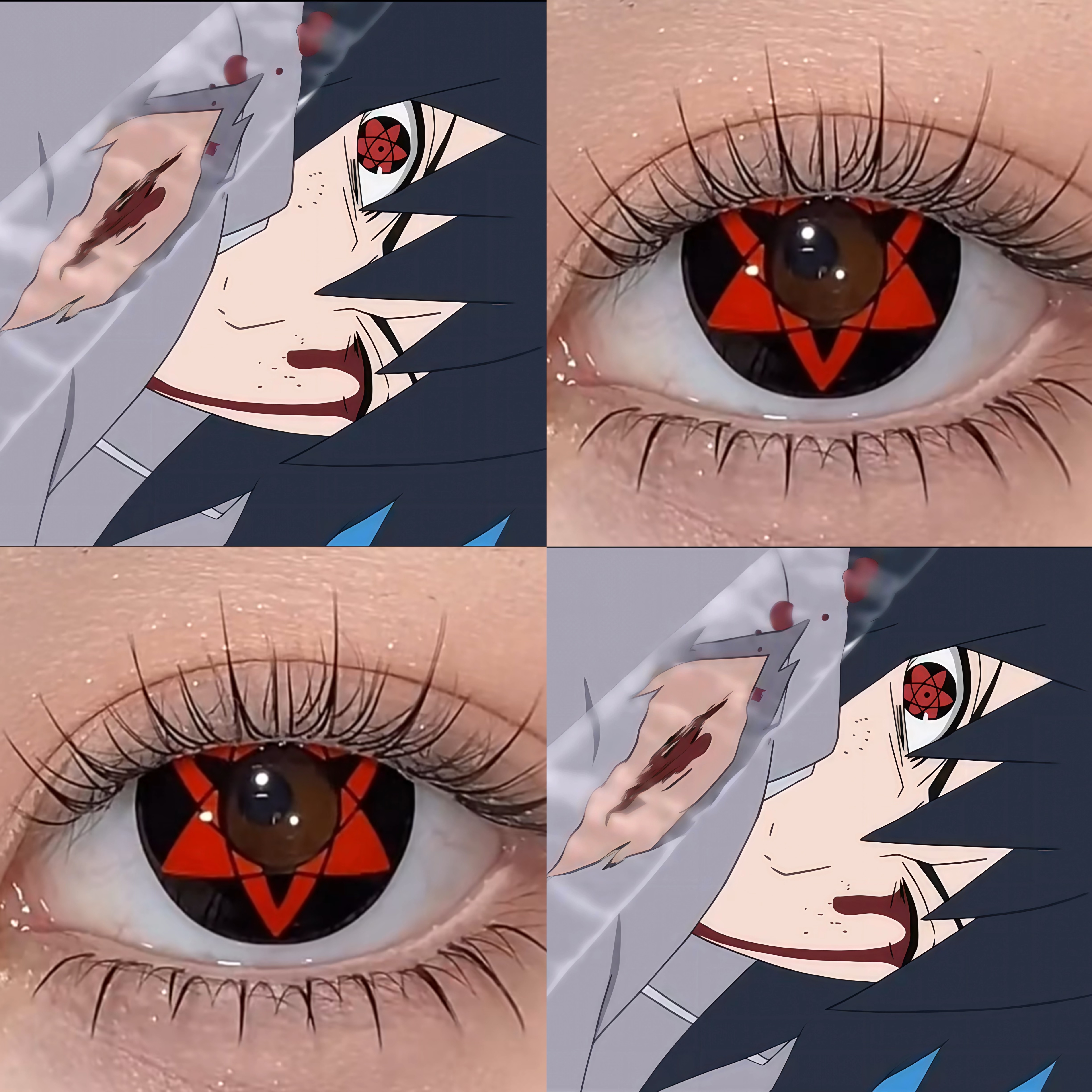 火影忍者美瞳cos六勾玉轮回眼万花筒三勾玉红宇智波佐助卡卡西JA