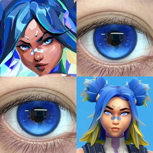 霓虹cos美瞳半年抛蓝色无畏契约浮游实验体奶油圣代蓝晴山蓝佳JA