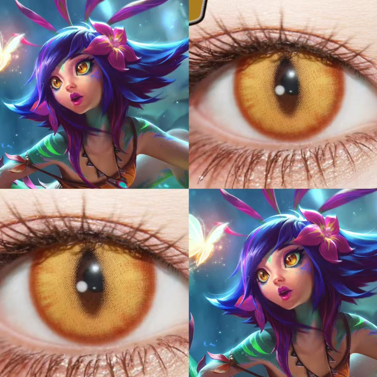 妮蔻cos美瞳金黄色竖瞳英雄联盟金铲铲幻色金棕金龙曜日万圣节JA