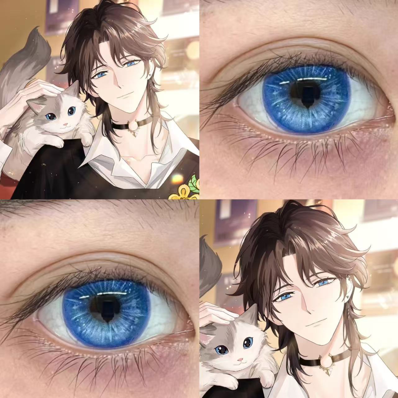 laser乔殊美瞳cos蓝色日抛海滨旅行奶油蓝浅空光轮显色还原漫展JA