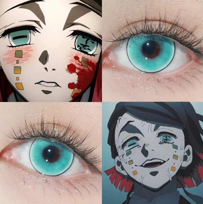 魇梦cos美瞳日抛青色鬼灭之刃日抛青玉琉璃次元梦境青鬼灭蓝贺JA