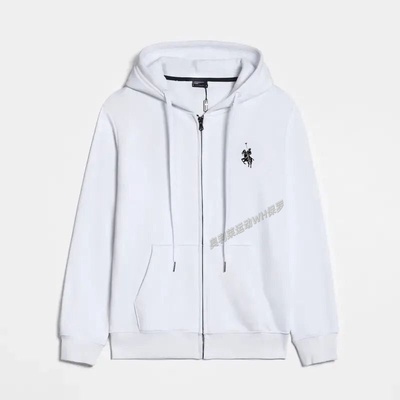 小马标刺绣连帽开衫卫衣