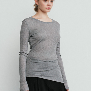 新款 2025秋季 细条纹圆领薄款 天丝羊毛打底衫 T恤 Aevum 长袖 Form