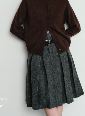 Aevum Form 2025秋季新款彩点羊毛厚毛呢学院百褶裙