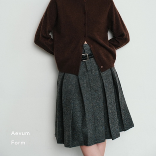 新款 2025秋季 彩点羊毛厚毛呢学院百褶裙 Form Aevum