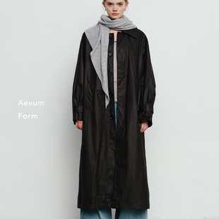 新款 2025秋季 特殊纸感皮涂层腰带长风衣 Form Aevum
