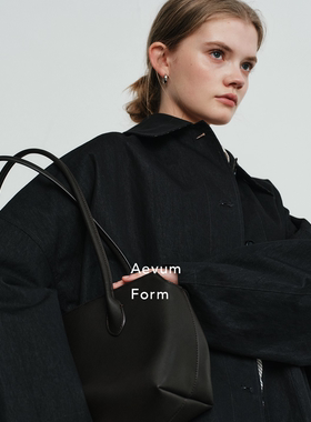 Aevum Form 2025秋季新款牛仔质感两面穿格纹风衣翻领外套