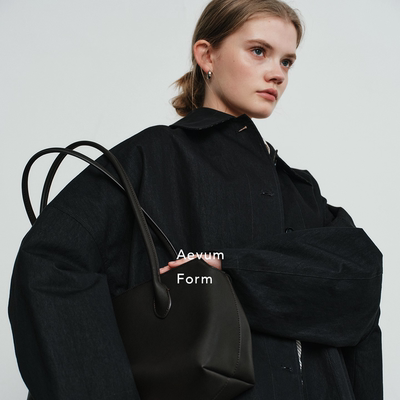 AevumForm牛仔质感两面格纹风衣