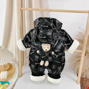 婴幼儿连体衣羽绒棉加厚外出服新生宝宝免洗加绒保暖抱服加棉外套