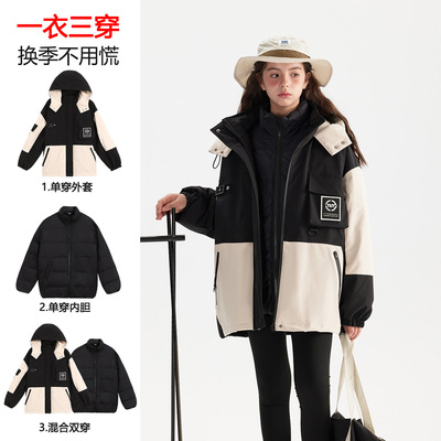 2025女童新款大童羽绒服冲锋衣