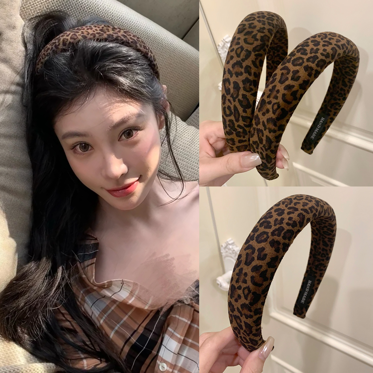 迪迪不畏同款豹纹发箍女款高颅顶压发头箍2025新款高级感洋气发卡