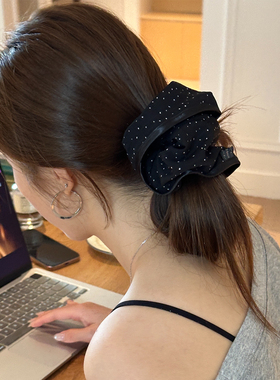 赵露思同款黑色波点大肠圈气质发绳低马尾头绳高级感轻奢头花发饰