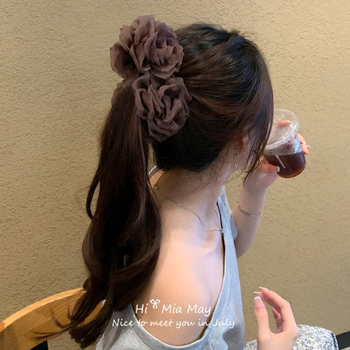 焦糖玛奇朵~咖啡色玫瑰花香蕉夹~高级感气质发量多扭扭夹banana夹