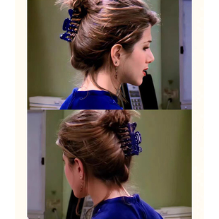 chao显白~老友记瑞秋同款双齿抓夹绝美宝石蓝鲨鱼夹发量多盘发夹