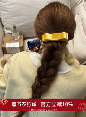 黄金万两~明媚显白又气质丝绒黄色蝴蝶结香蕉夹banana夹子头饰女