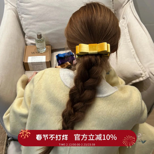 黄金万两~明媚显白又气质丝绒黄色蝴蝶结香蕉夹banana夹子头饰女