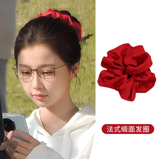 双轨虞书欣姜暮同款红色法式缎面红大肠发圈头绳圣诞节新年头饰女