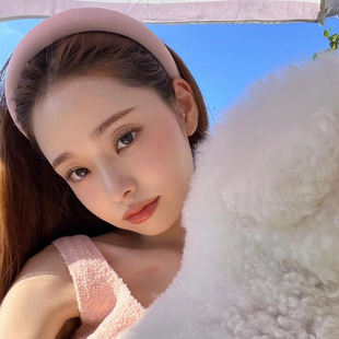 高颅顶洗脸头箍头饰 网红2025年新款 宋智雅同款 粉色海绵发箍女款