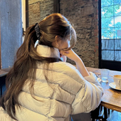 太适合细软塌了 韩系藏蓝色丹宁香蕉夹竖夹发量少马尾慵懒风头饰