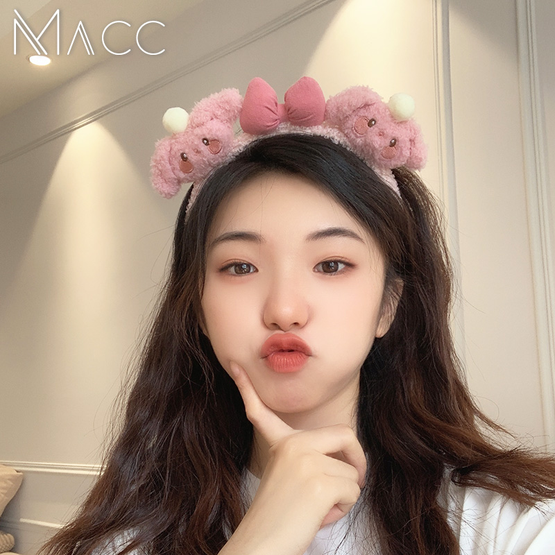 粉色小狗狗蝴蝶结洗脸发箍女款可爱网红2025新款卡通头箍发卡头饰