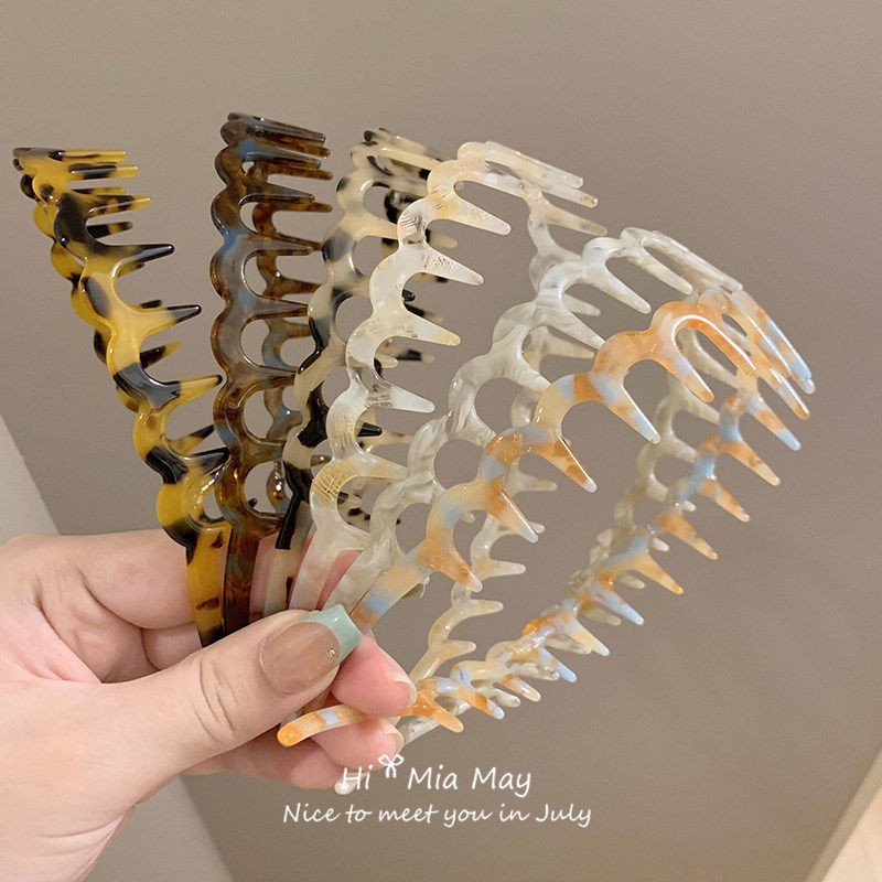 0压迫感~醋酸大波浪发箍女带齿不勒头碎发整理神器高颅顶洗脸发卡