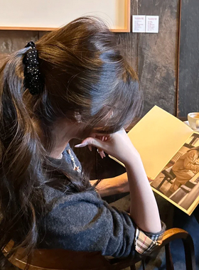 韩女氛围感~黑色波点香蕉夹竖夹女2025新款马尾头发夹抓夹发卡