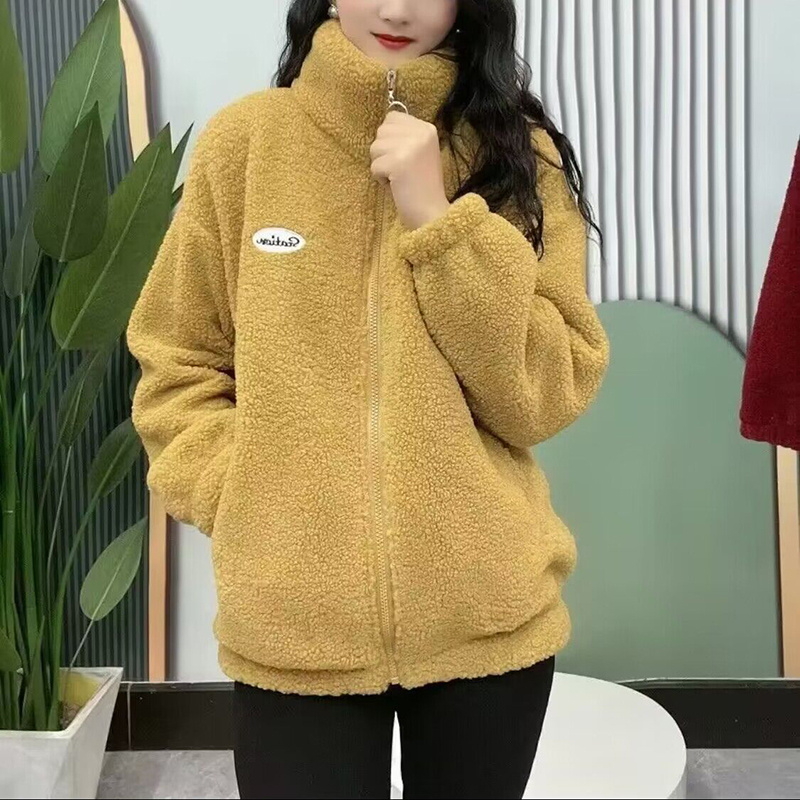 新款加绒加厚休闲颗粒绒保暖上衣