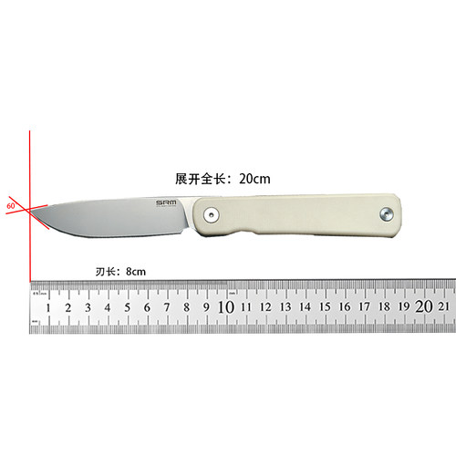 SRM三刃木外贸 135L-GT折叠刀14C28N钢G10手柄EDC户外露营水果刀