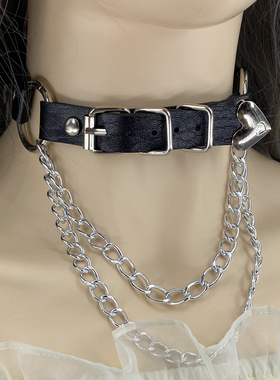 网红原宿ins暗黑洛丽塔少女朋克哥特风格装饰jk颈链黑色链条项链